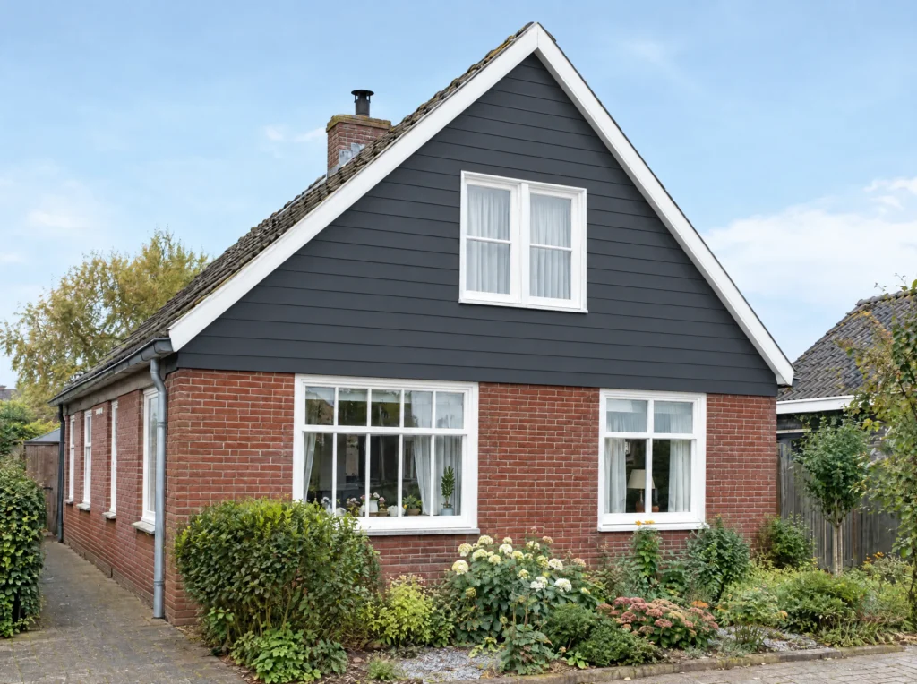 Na: de woning in Uitgeest met gevelbekleding in diep antraciet